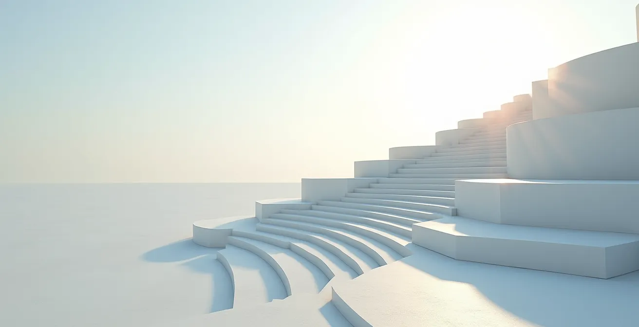 Visual representation of strategic upsell touchpoints along a customer's journey, showing an ascending path.