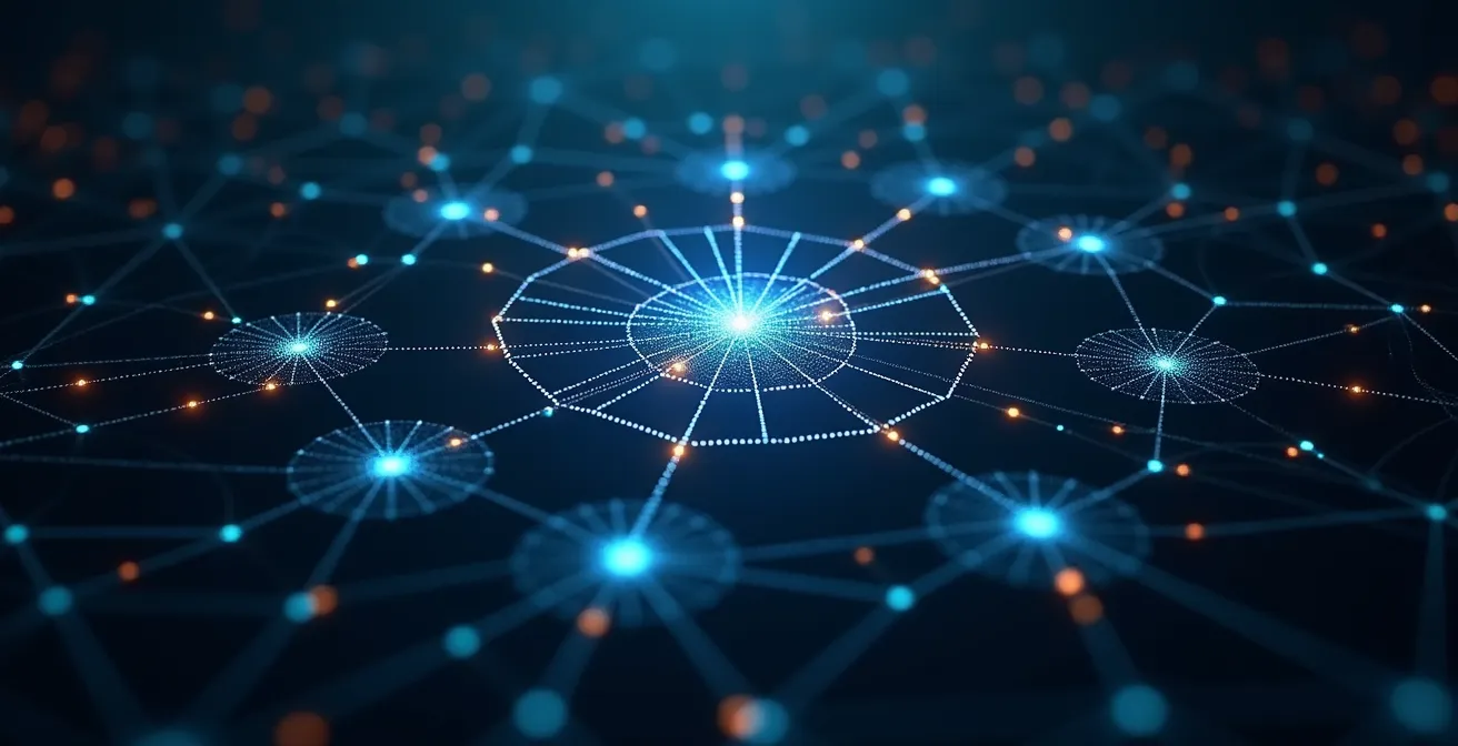 Complex network diagram showing interconnected business address touchpoints