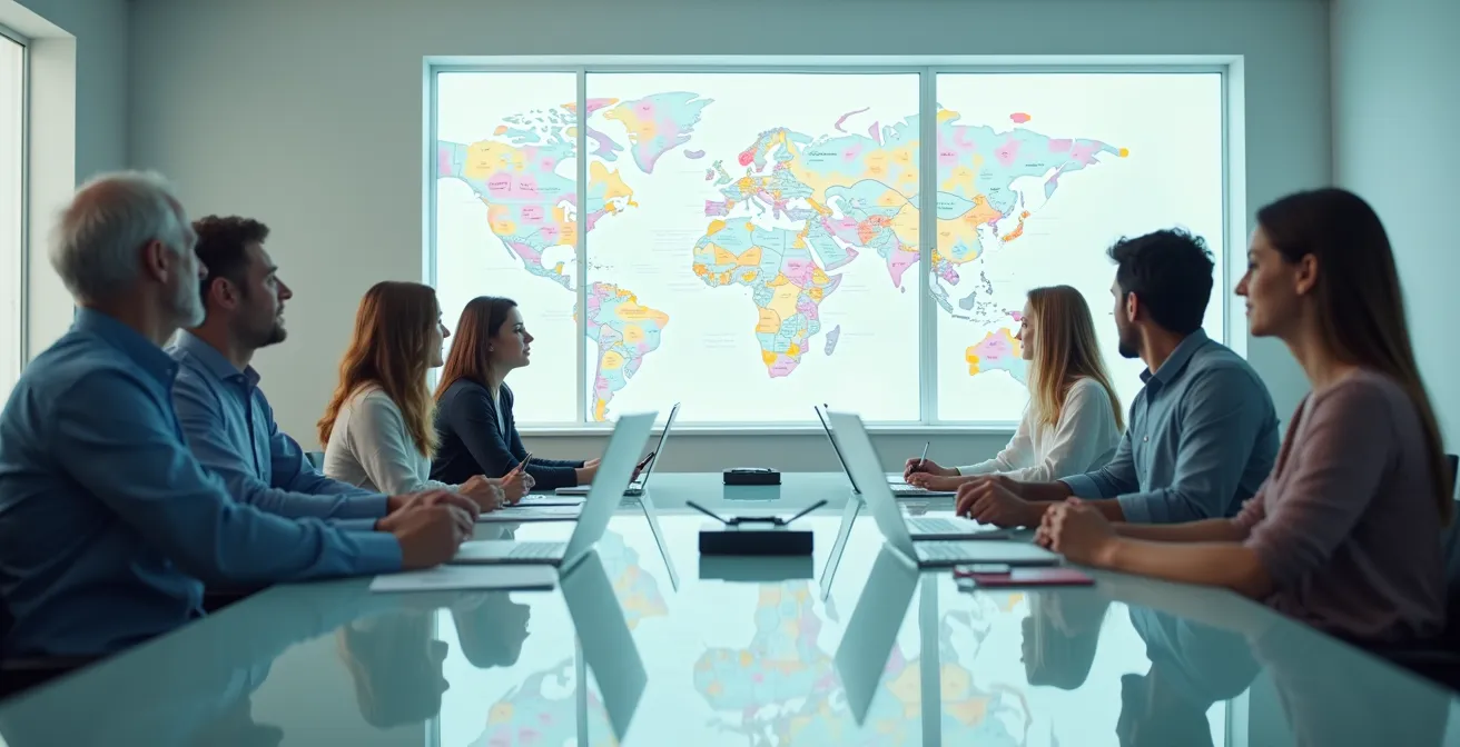 Marketing and DPO teams mapping data flows on glass board during workshop