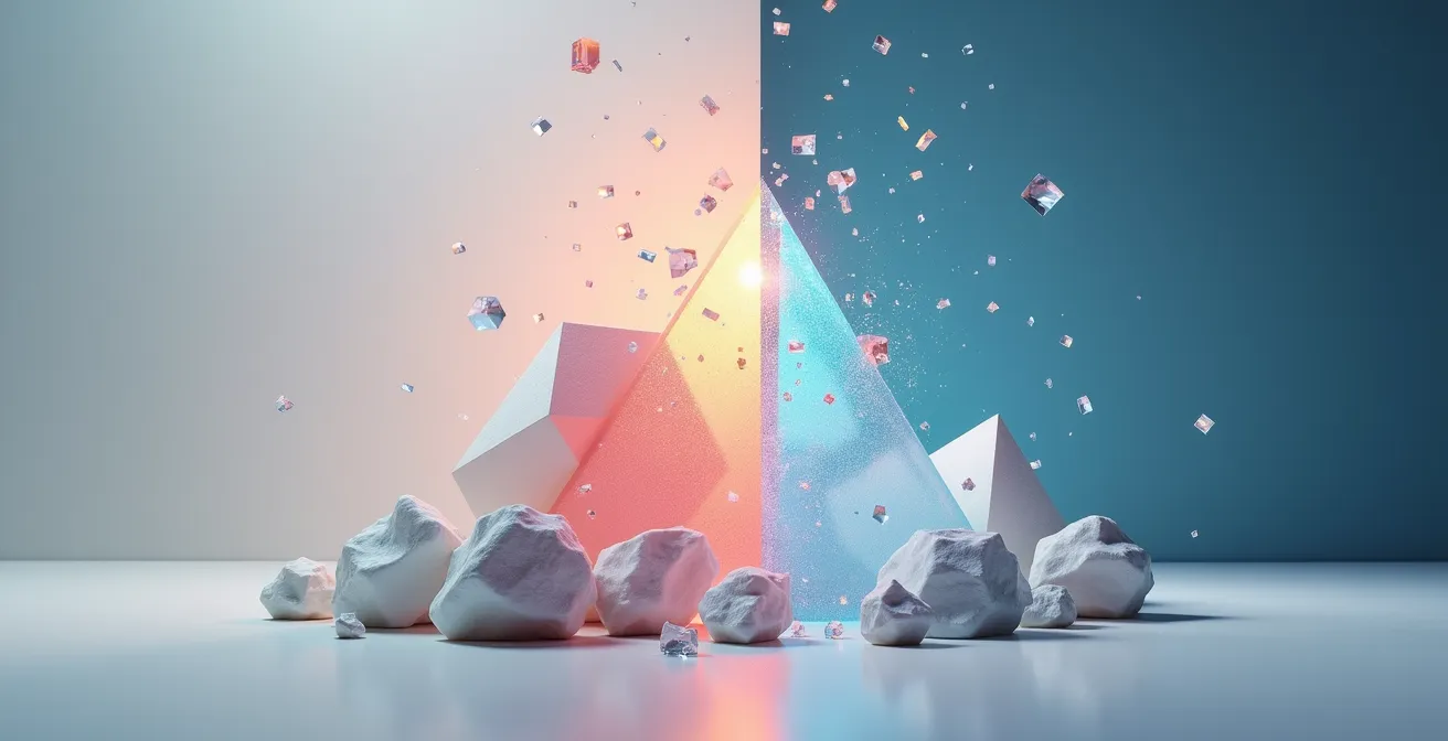 Visual metaphor showing transformation from basic product to compelling news story