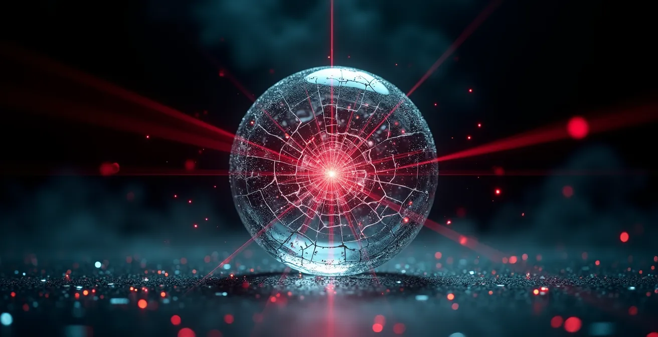 Abstract visualization of digital communication network with warning indicators