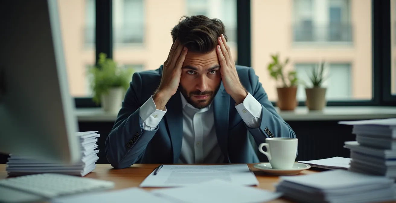 Founder under pressure from multiple directions representing emotional equity burden