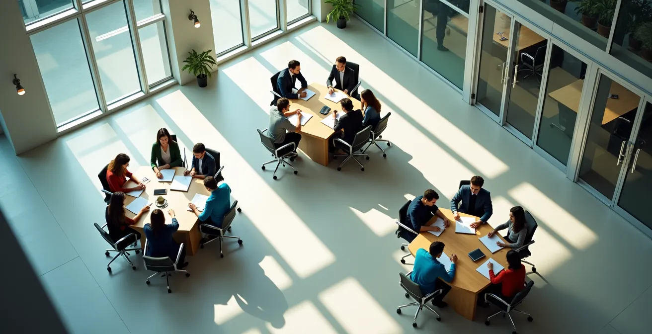 Visual representation of cross-functional pods working on client projects