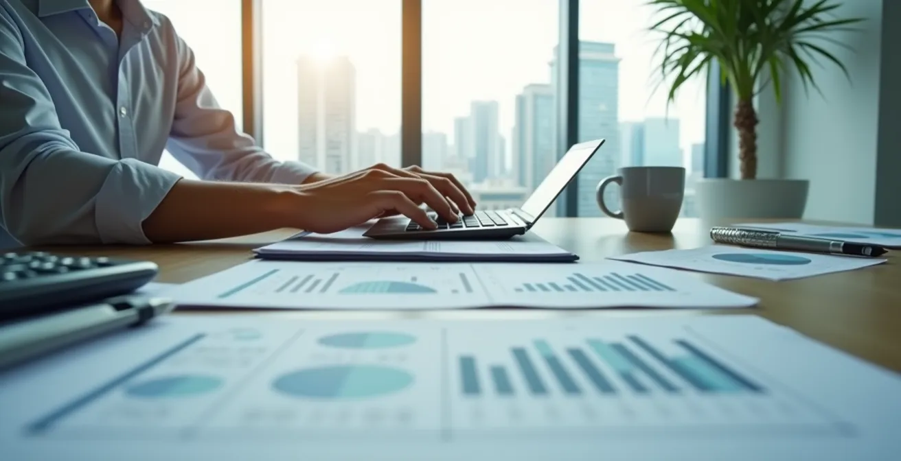 Business owner planning VAT transition with calculator and documents